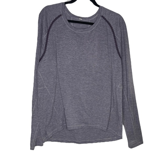 Lululemon Stop Drop and Squat Heathered Purple Long Sleeve Open Back Top Size 8 - Picture 4 of 8